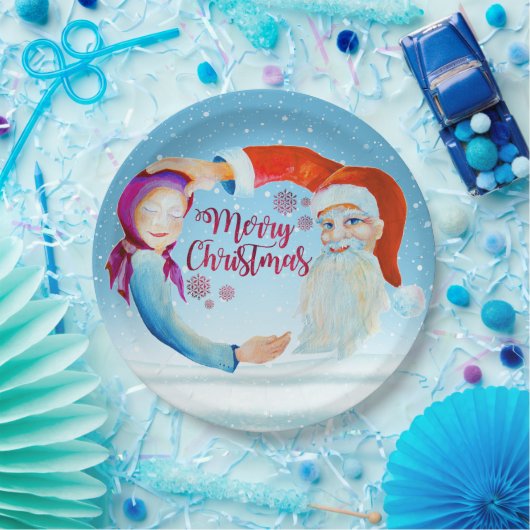 ハンドウォー絵を描ターカラーマジカルサンタクロース ペーパープレート (パーティー)