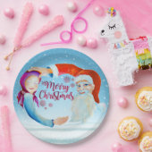 ハンドウォー絵を描ターカラーマジカルサンタクロース ペーパープレート (パーティー)