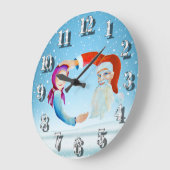 ハンドウォー絵を描ターカラーマジカルサンタクロース ラージ壁時計 (傾斜)