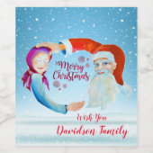 ハンドウォー絵を描ターカラーマジカルサンタクロース ワインラベル (シングルラベル)