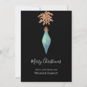 ハンドウォー絵を描ター色のターコイズクリスマスバウブル シーズンカード (正面)