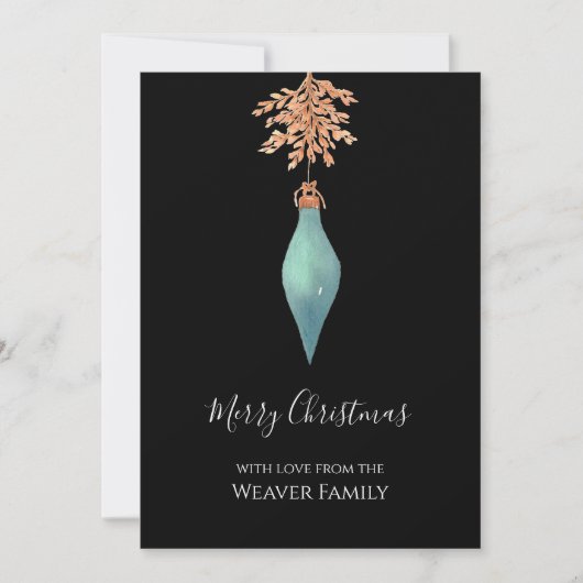ハンドウォー絵を描ター色のターコイズクリスマスバウブル シーズンカード (正面)