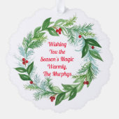 ハンドウォー絵を描トカラークリスマスホリデーリース オーナメントカード (裏面)