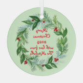 ハンドウォー絵を描トカラークリスマスホリデーリース ガラスオーナメント (裏面)