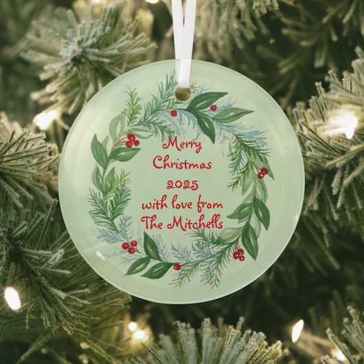 ハンドウォー絵を描トカラークリスマスホリデーリース ガラスオーナメント (インサイチュ)