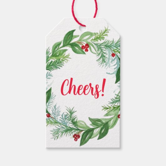 ハンドウォー絵を描トカラークリスマスホリデーリース ギフトタグ (正面)