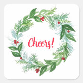 ハンドウォー絵を描トカラークリスマスホリデーリース スクエアシール (正面)