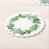 ハンドウォー絵を描トカラークリスマスホリデーリース ペーパーコースター (アングル)