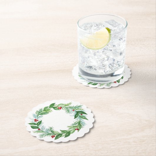 ハンドウォー絵を描トカラークリスマスホリデーリース ペーパーコースター (インサイチュ)