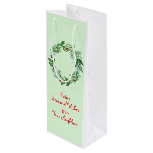 ハンドウォー絵を描トカラークリスマスホリデーリース ワインギフトバッグ (裏面アングル)
