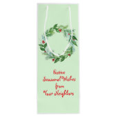 ハンドウォー絵を描トカラークリスマスホリデーリース ワインギフトバッグ (裏面)