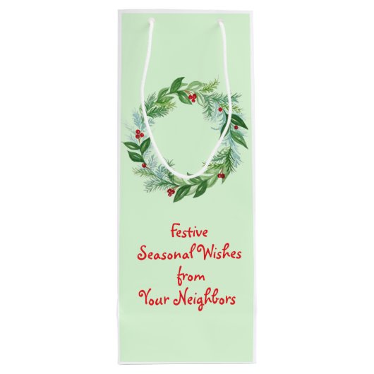 ハンドウォー絵を描トカラークリスマスホリデーリース ワインギフトバッグ (裏面)