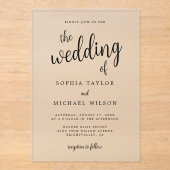 ハンドエレガントレタリングブラック結婚ズ アクリル招待状 (正面)