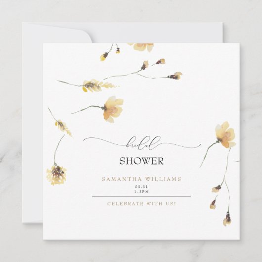 ハンドエ絵を描ロピーニーブライダルシャワースクエア 招待状 (正面)