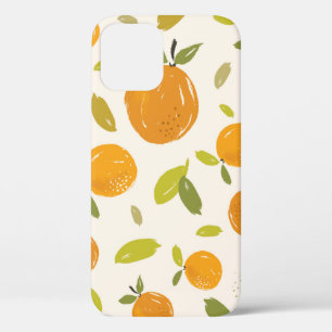 ハンドオ絵を描レンジフルーツシームレスパターンデザイン iPhone 12ケース