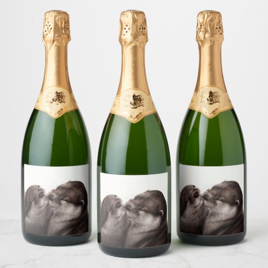 ハンドオ絵を描ータ – テンダーモーメント野生動物アート スパークリングワインラベル (ボトル)
