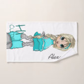 ハンドカ絵を描ートゥーンスタイルガール ハンドタオル (ハンドタオル)