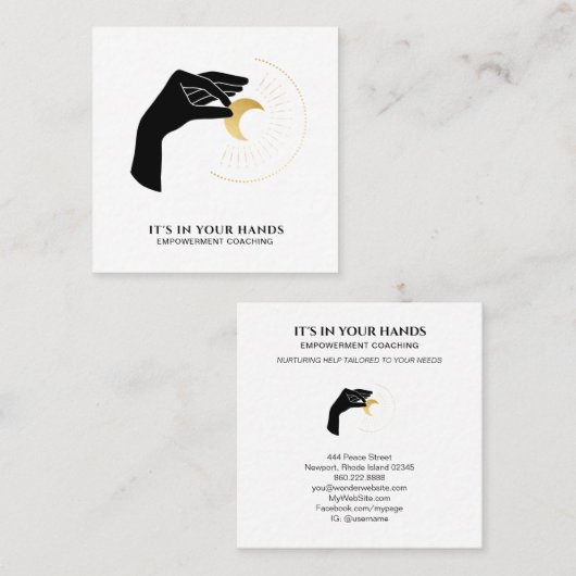 *~*ハンドクリセストムーンブラック金ゴールド太陽コズミックエネルギー スクエア名刺 (正面/裏面)