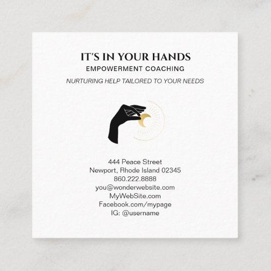 *~*ハンドクリセストムーンブラック金ゴールド太陽コズミックエネルギー スクエア名刺 (裏面)