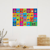 ハンドクリッター英語ABCアルファベット子供へ ポスター (キッチン)