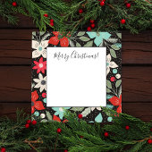 ハンドクリ絵を描ススマスポインセチア赤白アクア ノートカード