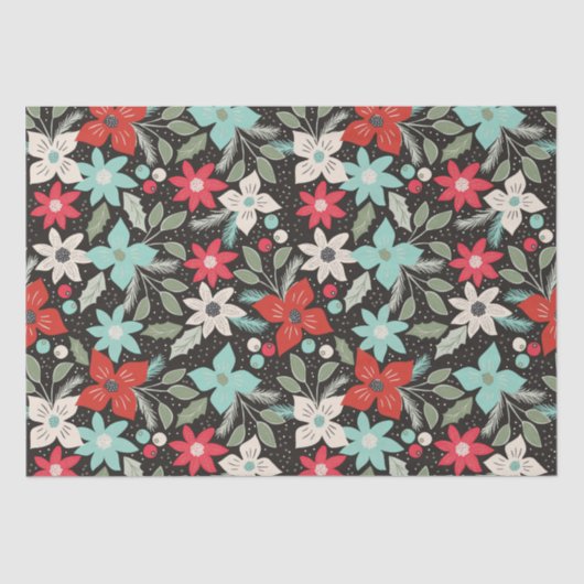 ハンドクリ絵を描ススマスポインセチア赤白アクア 薄葉紙 (正面)