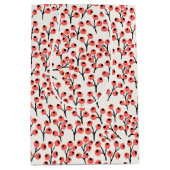 ハンドクリ絵を描スマスの枝の果実の赤い白 ミディアムペーパーバッグ (正面)