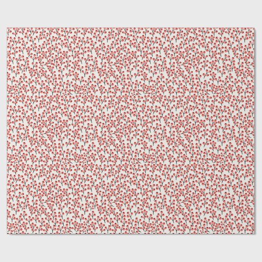 ハンドクリ絵を描スマスの枝の果実の赤い白 ラッピングペーパー (フラット)