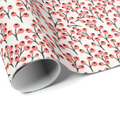 ハンドクリ絵を描スマスの枝の果実の赤い白 ラッピングペーパー (ロールコーナー)