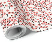 ハンドクリ絵を描スマスの枝の果実の赤い白 ラッピングペーパー (ロールコーナー)