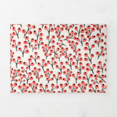 ハンドクリ絵を描スマスの枝の果実の赤い白 三つ折りクリスマスカード (カバー)