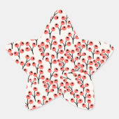 ハンドクリ絵を描スマスの枝の果実の赤い白 星シール (正面)