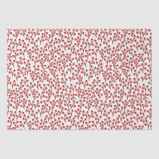 ハンドクリ絵を描スマスの枝の果実の赤い白 薄葉紙 (正面)