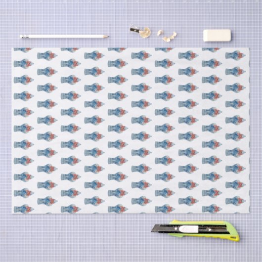 ハンドクリ色彩の鮮やかススマスブルーとホワイトジンジャージャー 薄葉紙 (クラフト)