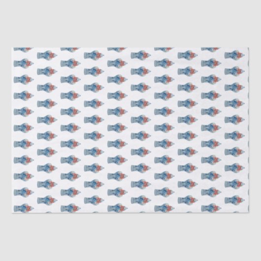 ハンドクリ色彩の鮮やかススマスブルーとホワイトジンジャージャー 薄葉紙 (正面)