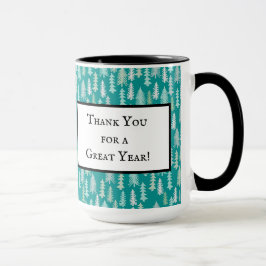 ハンドク絵を描リスマスツリーズアクアホワイトブルーティール（緑がかった色） マグカップ