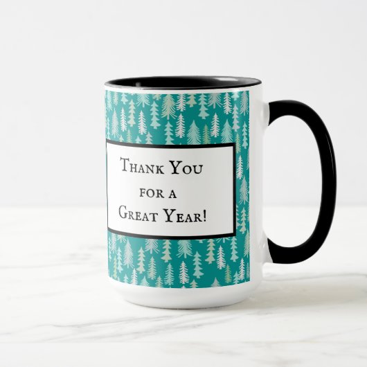 ハンドク絵を描リスマスツリーズアクアホワイトブルーティール（緑がかった色） マグカップ (右)