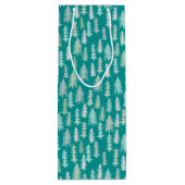 ハンドク絵を描リスマスツリーズアクアホワイトブルーティール(緑がかった色) ワインギフトバッグ (裏面)