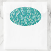 ハンドク絵を描リスマスツリーズアクアホワイトブルーティール(緑がかった色) 楕円形シール (バッグ)