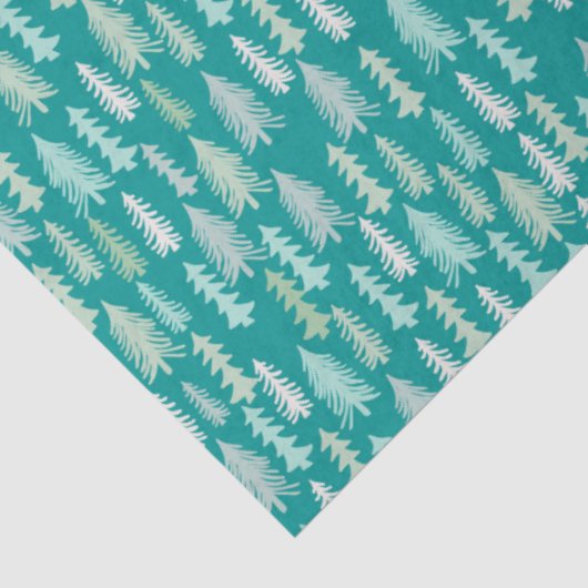 ハンドク絵を描リスマスツリーズアクアホワイトブルーティール（緑がかった色） 薄葉紙 (詳細)