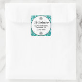 ハンドク絵を描リスマスツリーズアクア差出人住所 スクエアシール (バッグ)