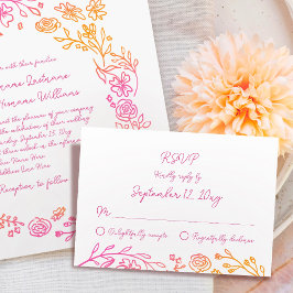 ハンドグお洒落リー図解入りの、写真付きのンRSVPカード 出欠カード