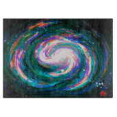 ハンドグ絵を描ローンとパープルの銀河系 カッティングボード (正面)