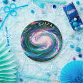 ハンドグ色彩の鮮やかリーン銀河系&文字 ペーパープレート (パーティー)