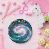 ハンドグ色彩の鮮やかリーン銀河系&文字 ペーパープレート (パーティー)