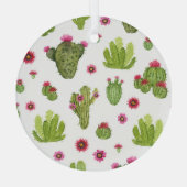ハンドグ色彩の鮮やかロリーサボテンのパターン ガラスオーナメント (裏面)