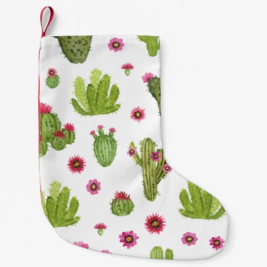 ハンドグ色彩の鮮やかロリーサボテンのパターン スモールクリスマスストッキング (正面)