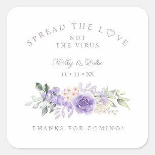 ハンドゲル薄紫花結婚のリースコロナウイルス スクエアシール