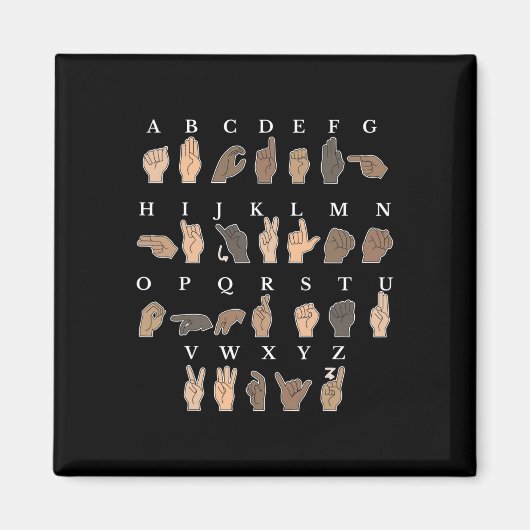 ハンドサイン言語ASLハンドジェスチャーろう認識度 マグネット (正面)