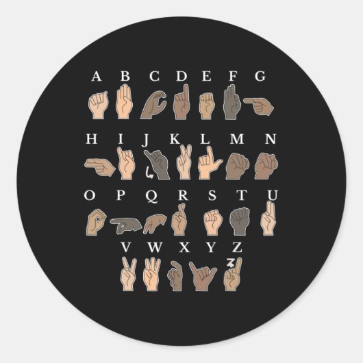 ハンドサイン言語ASLハンドジェスチャーろう認識度 ラウンドシール (正面)